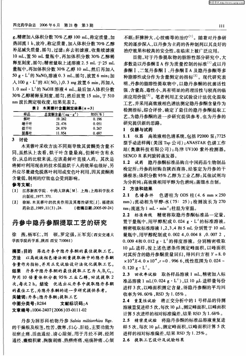 丹参中隐丹参酮提取工艺的研究