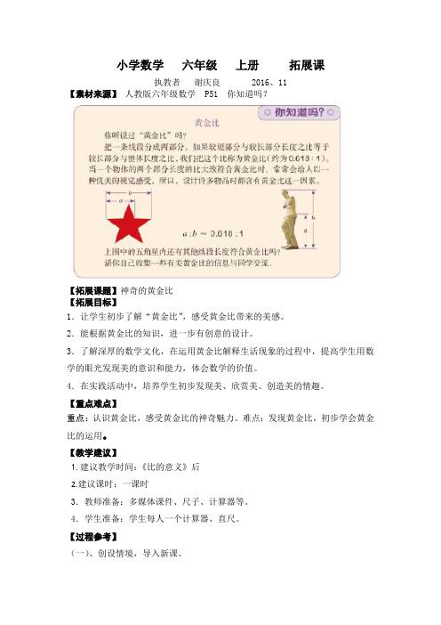 数学拓展课  神奇的黄金比