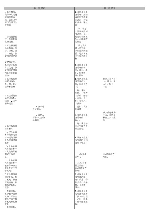 社区卫生服务管理小笔记