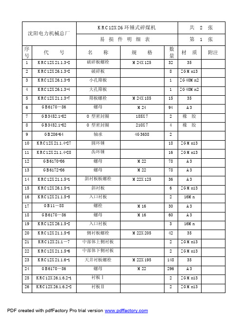 碎煤机KRC12系列说明书
