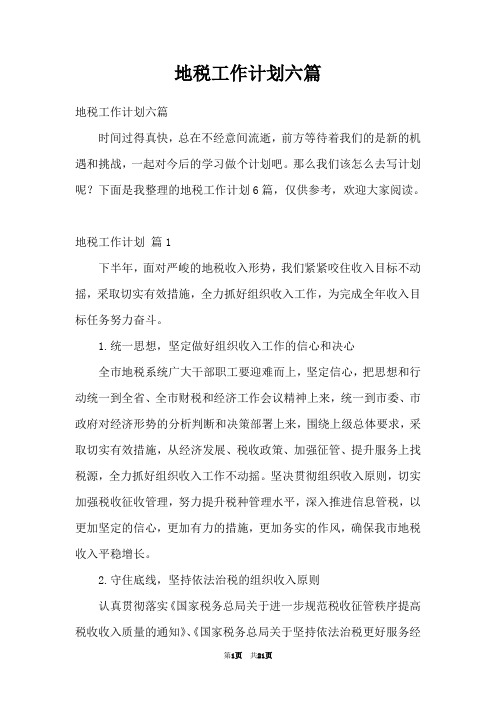 地税工作计划六篇