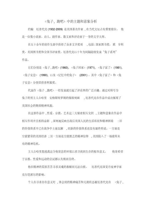 《兔子,跑吧》中的主题和意象分析