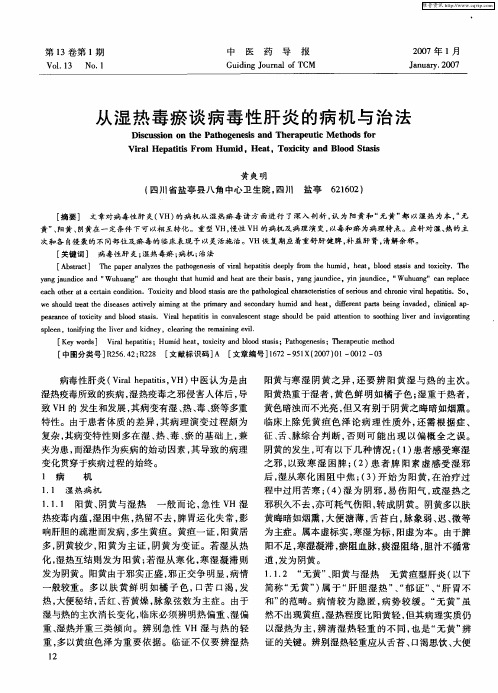 从湿热毒瘀谈病毒性肝炎的病机与治法