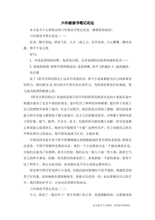 六年级读书笔记花边_心得体会