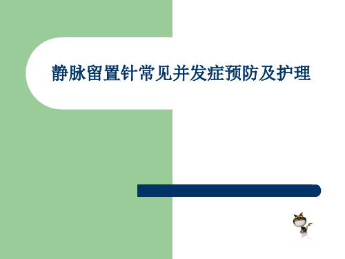 静脉留置针常见并发症预防及护理 PPT课件