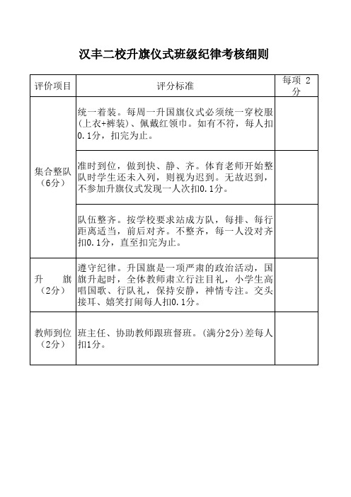 升旗仪式考核要求
