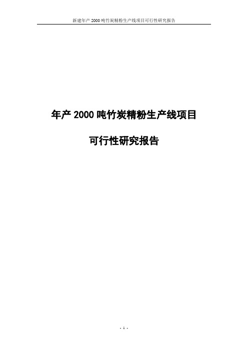 年产2000吨竹炭精粉生产线项目可行性研究报告