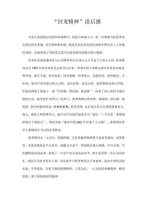 “回龙精神”读后感