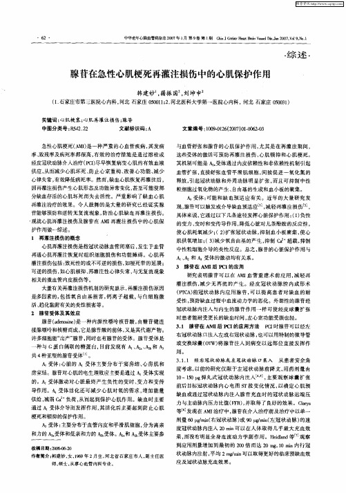 腺苷在急性心肌梗死再灌注损伤中的心肌保护作用