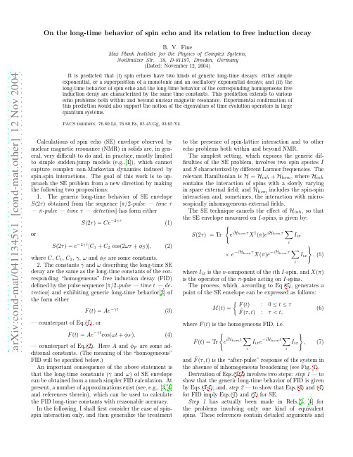 On the long-time behavior of spin echo and its relation to free induction decay