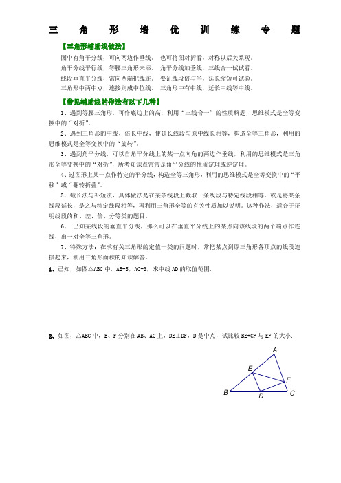 三角形培优训练 题集锦 