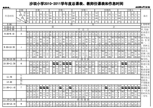 小学2010-2011总课表