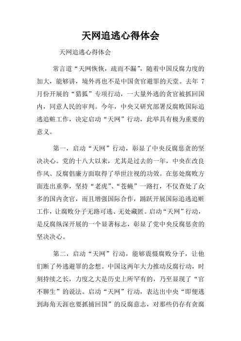 天网追逃心得体会