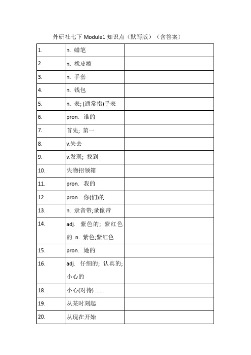 外研社七下Module1知识点(默写版)(含答案)