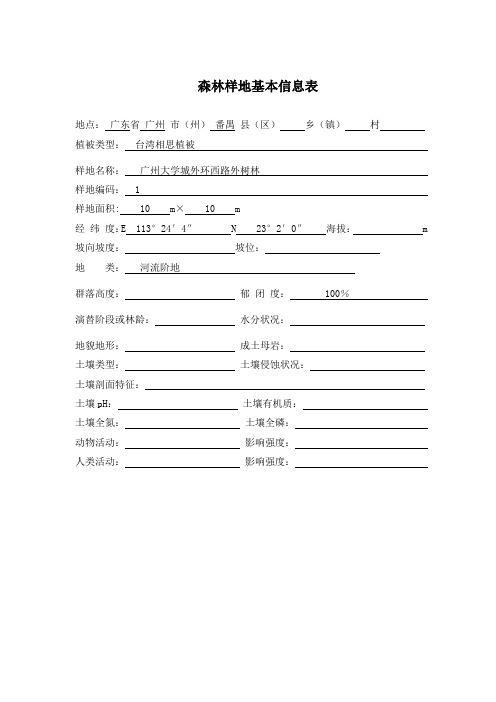 野外植物调查记录表 (2)