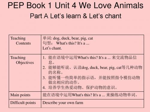 第四单元We love animals 我们喜爱动物课件PPT