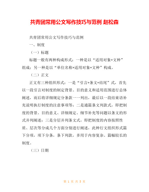 共青团常用公文写作技巧与范例 赵松森