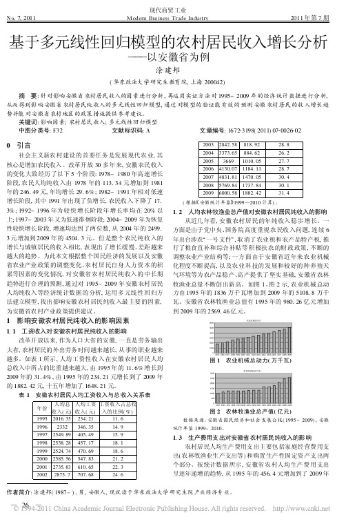 基于多元线性回归模型的农村居民收入增长分析_以安徽省为例