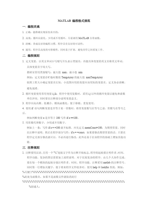 MATLAB 编程格式规范
