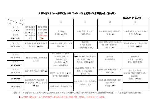 首都体育学院2019级研究生2019年~2020学年度第一学期课