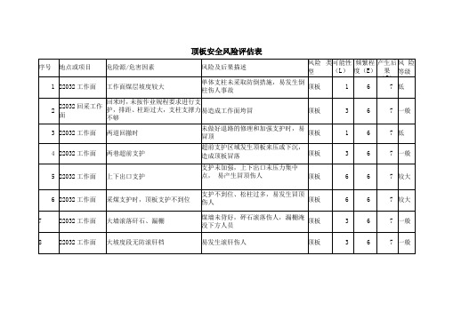 安全风险评价表