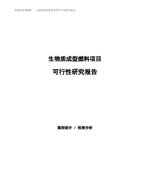 生物质成型燃料项目可行性研究报告(立项备案下载可编辑)