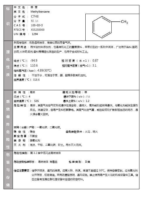 甲苯MSDS
