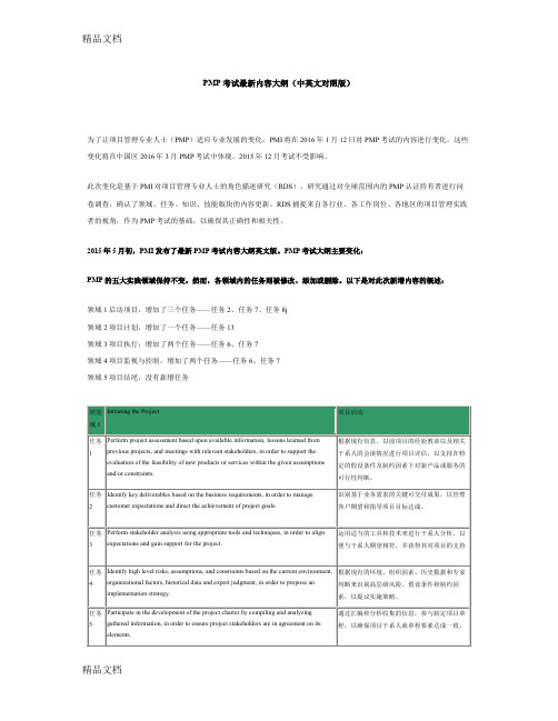 最新-PMP项目管理师考试大纲(中英对照)资料