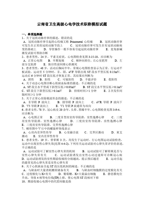 云南省卫生高级心电学技术职称模拟试题
