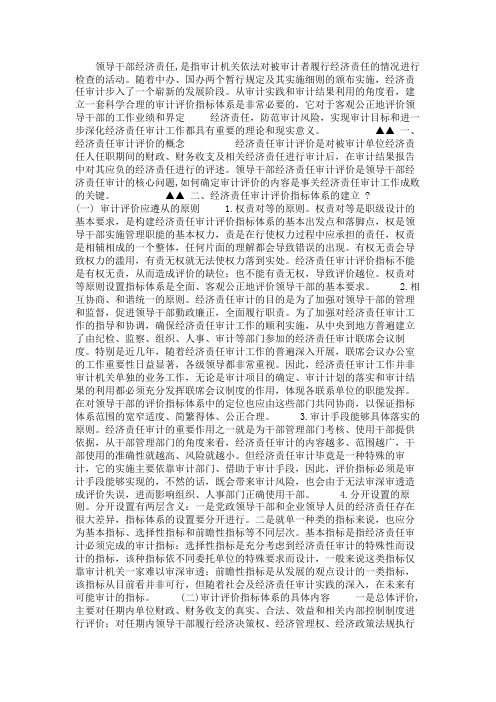 最新 经济责任审计评价指标体系-精品