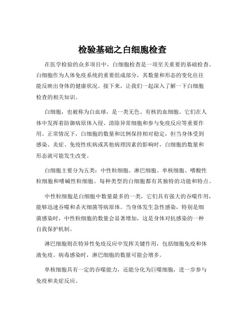 检验基础之白细胞检查