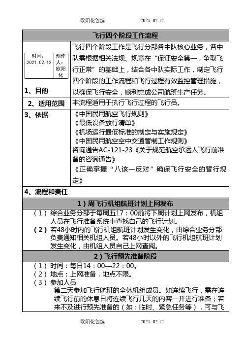 飞行四个阶段工作流程之欧阳化创编