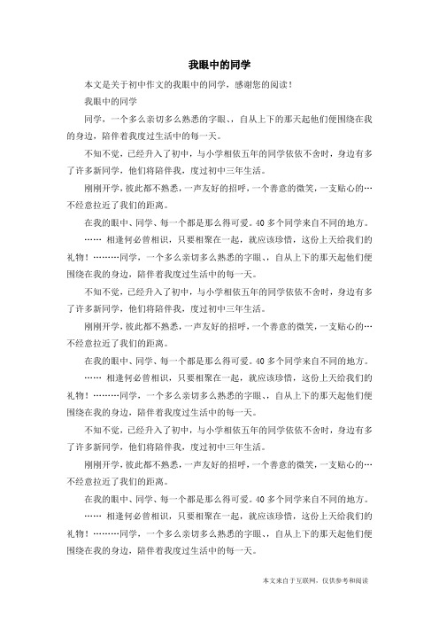 我眼中的同学_初中作文_3