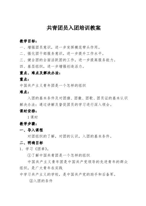 共青团员入团培训教案