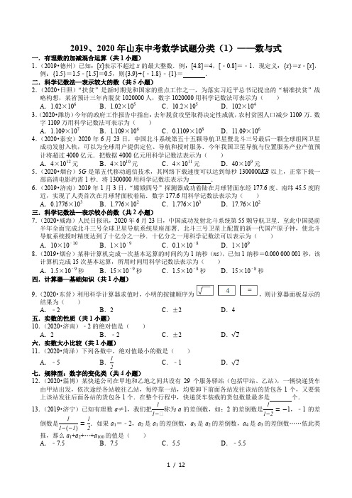 2019、2020年山东中考数学试题分类(1)——数与式