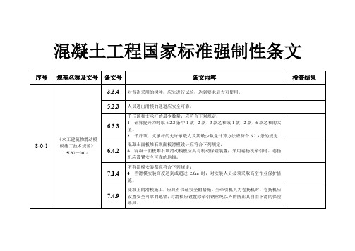 混凝土工程国家标准强制性条文