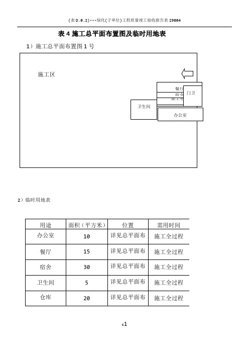表4--施工总平面布置图及临时用地表多种