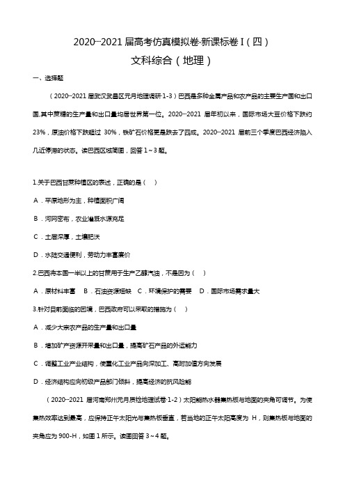 2020┄2021届高考仿真模拟卷·新课标卷I四文综地理