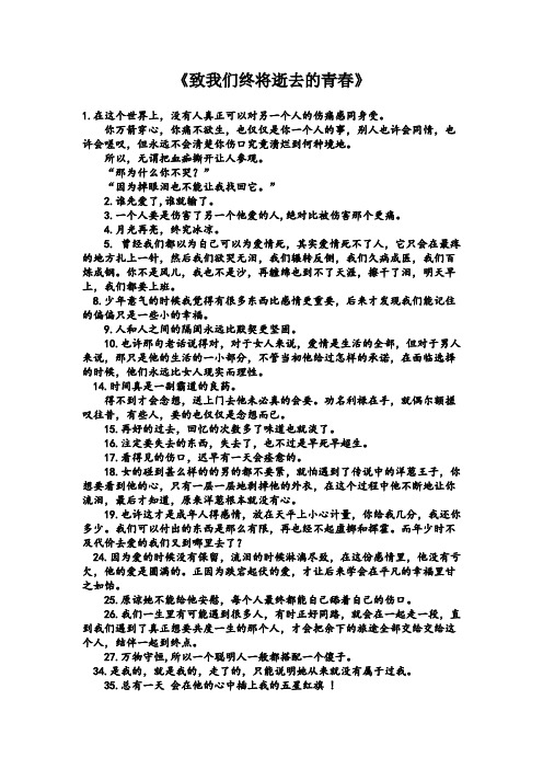 《致我们终将逝去的青春》