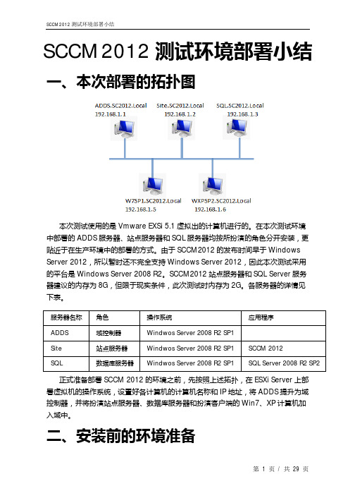 SCCM2012的测试环境部署总结