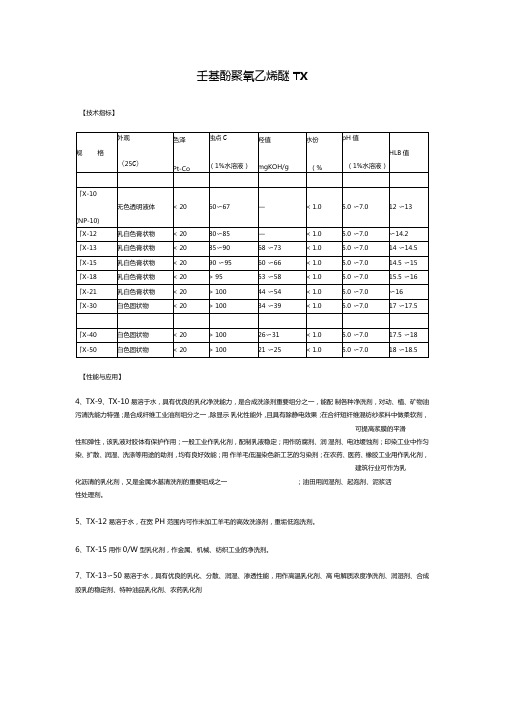 壬基酚聚氧乙烯醚TX0001