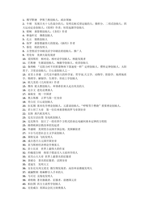 世界百大伟人