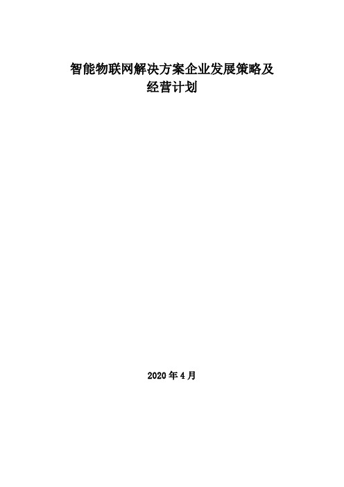 2020年智能物联网解决方案企业发展策略及经营计划