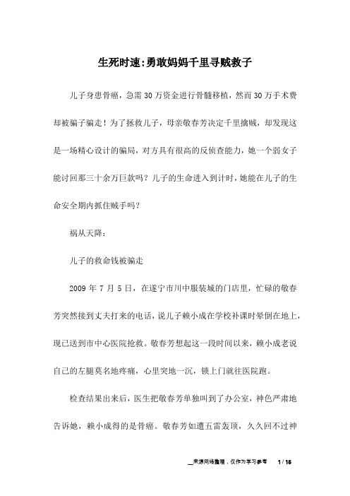 生死时速-勇敢妈妈千里寻贼救子_亲情故事