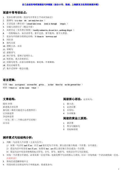 自己总结的考研阅读技巧冲刺版