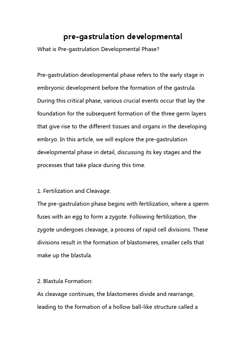 pre-gastrulation developmental