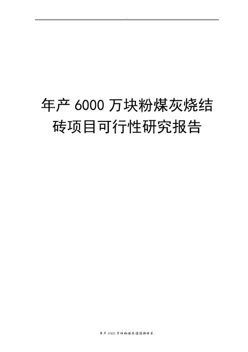 某县新型建材厂年产6000万块粉煤灰烧结砖项目可研报告