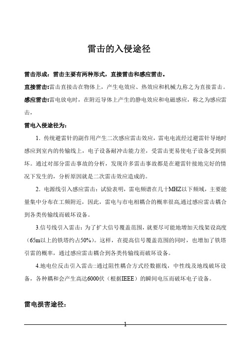 雷击的入侵途径