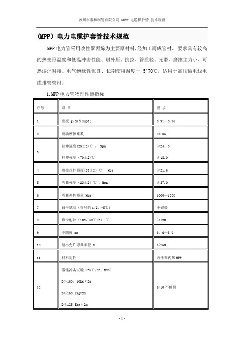 MPP管技术标准