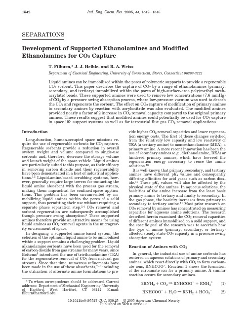 Development of Supported Ethanolamines and Modified Ethanolamines for CO2 Capture